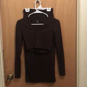 Maroon Crop Top Skirt Set